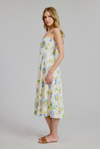 Flat White Positano Printed Summer Midi Dress