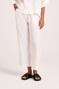 Nude Lucy White Lounge Linen Crop Pant