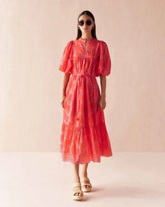 Omika Vani Papaya Wren Midi Dress