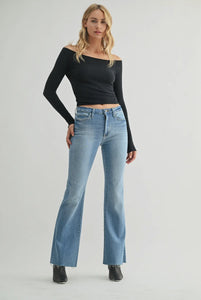Just Black Denim Medium Wash Mid Rise Straight Bootcut Jean