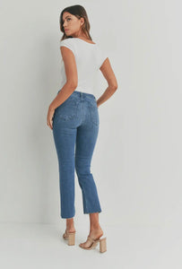 Just Black Denim High Rise Medium Wash Cropped Demi Flare