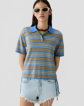 Guest In Residence Short Sleeve Stripe Rugby in Delft Blue Combo