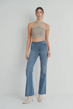 Just Black Denim High Rise Scissor Cut Flare Medium Wash