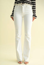 Just Black Denim High Rise Scissor Cut Flare Jean in White