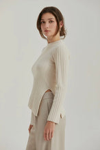 Crescent Asymmetric Hem Cream Top