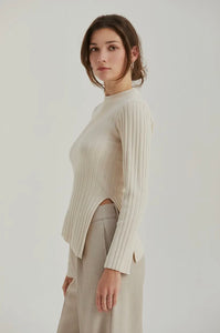 Crescent Asymmetric Hem Cream Top