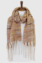 Beige Colorful Stitch Accent Scarf