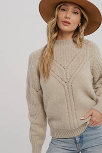 Bluivy Oatmeal Open Stitch Detail Sweater