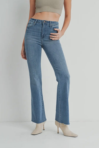 Just Black Denim High Rise Scissor Cut Flare Medium Wash