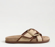 Sam Edelman Darla Multi Buckle Slide Sandal in Bleached Beechwood Faux Raffia
