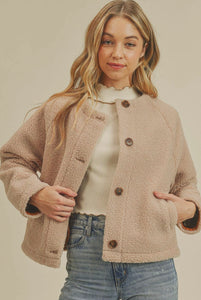 Paper Crane Beige Sherpa Button Down Jacket