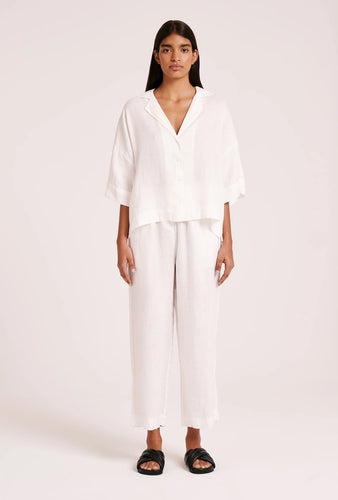 Nude Lucy White Lounge Linen Crop Pant