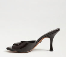 Sam Edelman Jeanie Heeled Mule in Rich Chocolate Patent Leather