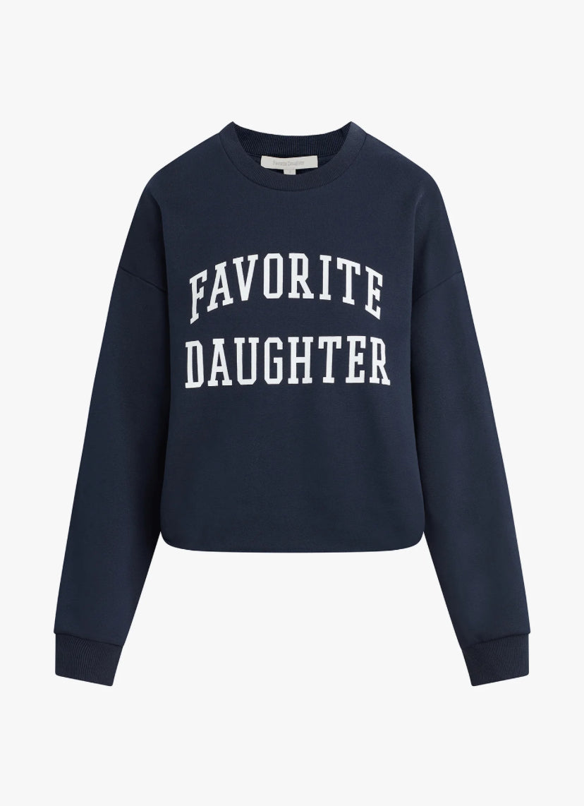 Favorite Daughter Cropped Navy Collegiate Sweatshirt
