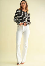 Just Black Denim High Rise Scissor Cut Flare Jean in White