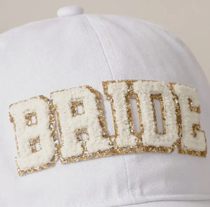 Bride Chenille Letter Patch Baseball Cap White