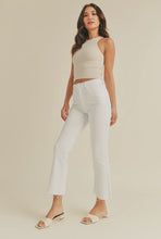 Just Black Denim White High Rise Cropped Demi Flare Jean