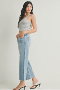 Just Black Denim Light Wash Mid Rise Slim Wide Leg