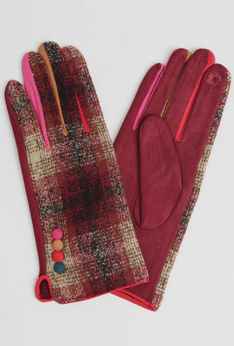 Red Check Smart Touch Gloves