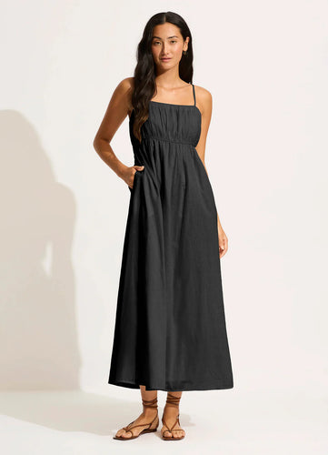 Seafolly Piped Black Maxi Dress