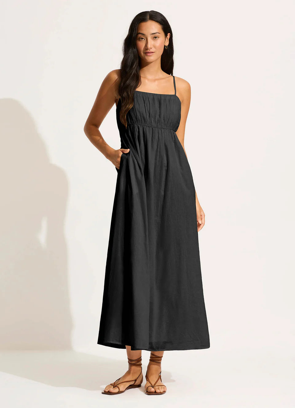Seafolly Piped Black Maxi Dress