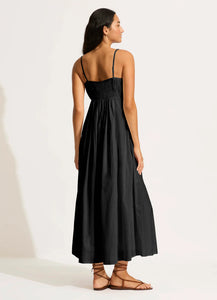 Seafolly Piped Black Maxi Dress