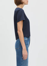 Favorite Daughter Navy Cropped Logo Tee