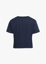 Favorite Daughter Navy Cropped Logo Tee