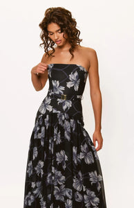 Hutch Navy Two Tone Vining Buds Carmel Dress