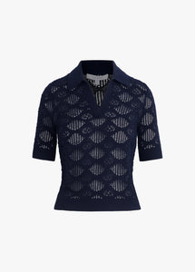 Favorite Daughter Navy Courtside Polo Top