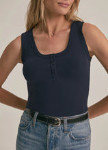 Favorite Daughter Navy Ribbed Henley Tank