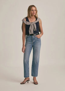 Favorite Daughter Navy Ribbed Henley Tank