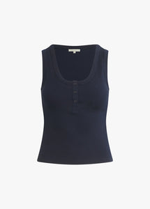 Favorite Daughter Navy Ribbed Henley Tank
