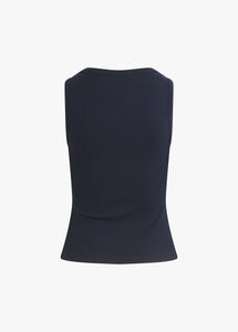 Favorite Daughter Navy Ribbed Henley Tank