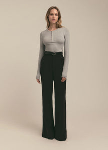 Favorite Daughter Heather Grey Henley Ribbed Long Sleeve