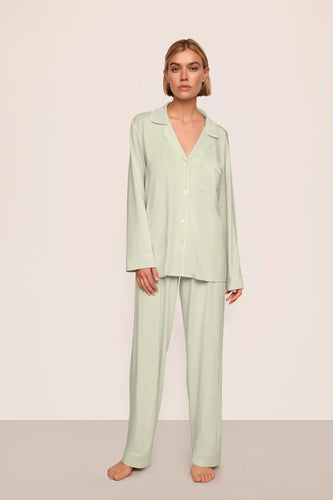 Eberjey Gisele Mint Cream Long PJ Set