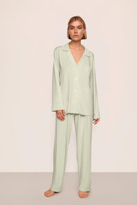 Eberjey Gisele Mint Cream Long PJ Set