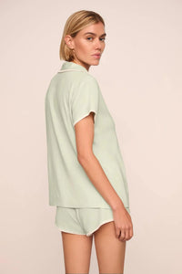 Eberjey Frida Whipstitch Mint Cream Shortie PJ Set