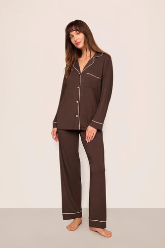 Eberjey Gisele Chocolate Long PJ Set