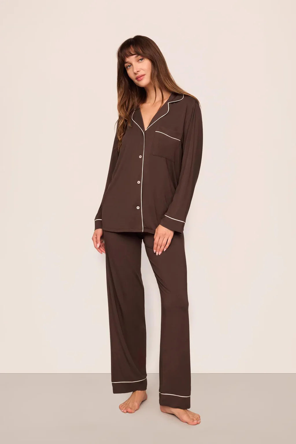 Eberjey Gisele Chocolate Long PJ Set