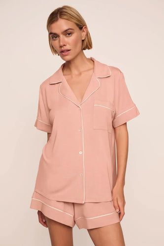 Eberjey Gisele Velvet Pink Relaxed Short PJ Set