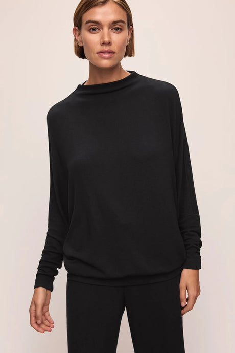 Eberjey Cozy Time Black Mock Neck Pullover
