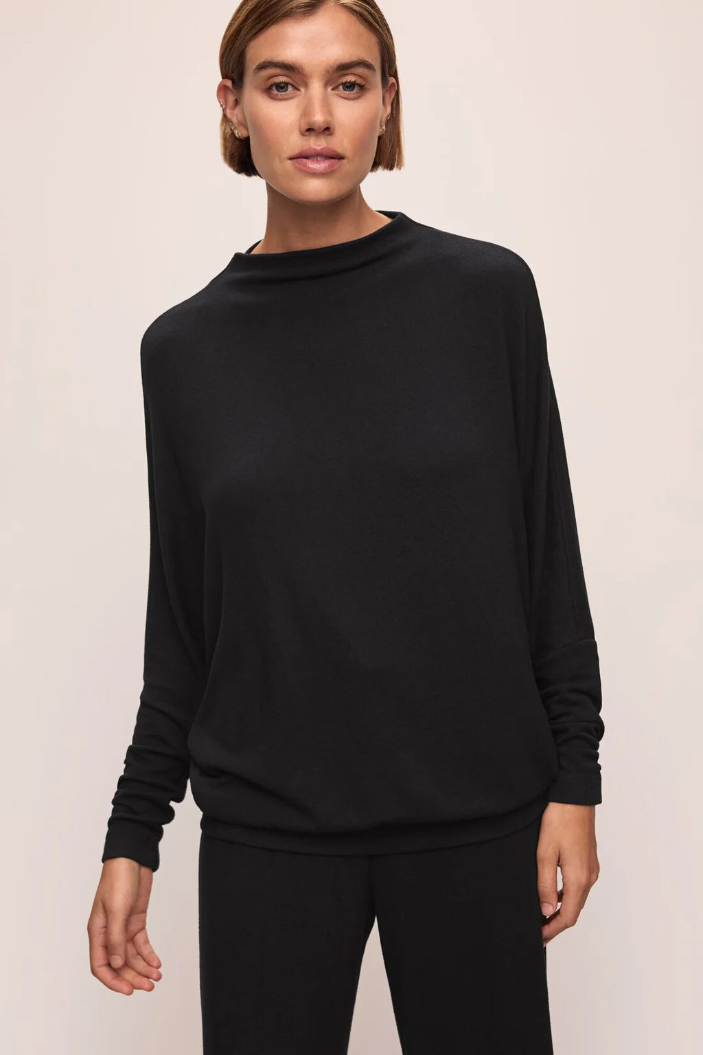 Eberjey Cozy Time Black Mock Neck Pullover