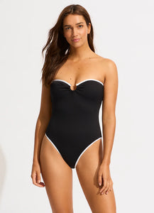 Seafolly Black Ring Front Bandeau One Piece