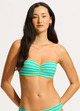 Seafolly Calypso Blue Green Bustier Bandeau Bikini