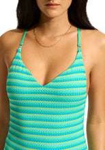 Seafolly Calypso Blue Green V Neck One Piece