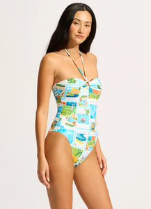Seafolly Sunset Turquoise Bandeau One Piece