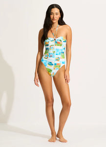 Seafolly Sunset Turquoise Bandeau One Piece