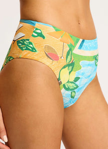 Seafolly Sunset Turquoise Bandeau High Waisted Bikini