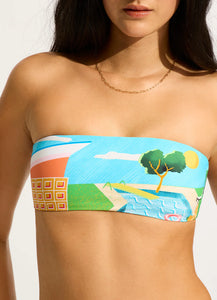 Seafolly Sunset Turquoise Bandeau High Waisted Bikini